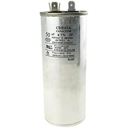 Hahiyo CBB65A 50uF Motor Start Run Capacitor Quick Starting Plug and Play High Compatibility Durable Construct Cylindrical Circular Shape 1 Pieces for Pool Pump Drill Press Motor Air Compressor