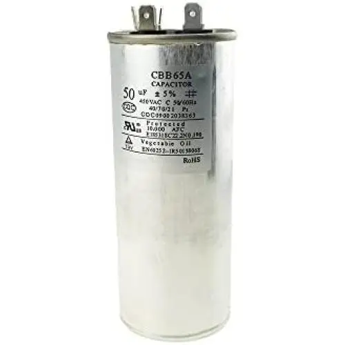Hahiyo CBB65A 50uF Motor Start Run Capacitor Quick Starting Plug and Play High Compatibility Durable Construct Cylindrical Circular Shape 1 Pieces for Pool Pump Drill Press Motor Air Compressor