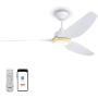 Ovlaim 56 Inch Smart Wifi Alexa Ceiling Fan with Light Remote Control, 6 Speed Quiet DC Motor Ceiling Fan Indoor Outdoor for Living Room Bedroom Veranda, White Gold