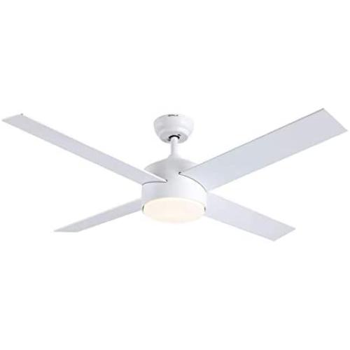 Ceiling Fans with Lights Remote Control,SNJ 52 inch Modern Ceiling Fan for Bedroom,Kitchen,Living Room,White Ceiling Fan with Light indoor,AC Quiet Reversible Motor Fan,LED,Timing,4 Blades