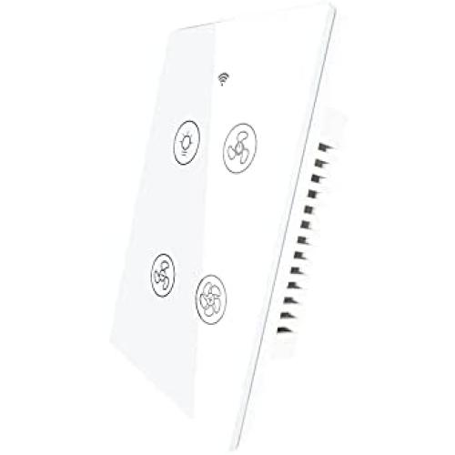 MOES WiFi Smart Ceiling Fan Light Wall Switch, Smart Life/Tuya APP Remote Timer and Counterdown, Compatible with Alexa and Google Home, No Hub Required, Neutral Wire Required,White