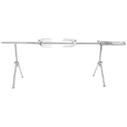 LB Spinner Adjustable Portable Battery Operated Professional Outdoor BBQ Rotisserie Spit with Motor, Silver PRO