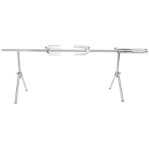 LB Spinner Adjustable Portable Battery Operated Professional Outdoor BBQ Rotisserie Spit with Motor, Silver PRO