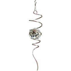 GDNIART Gazing Ball Spiral Crystal Ball Decorative Wind Spinner Stabilizer Unique Gift and Hanging Decor for Indoor Outdoor Garden Decoration 13 Inch Height