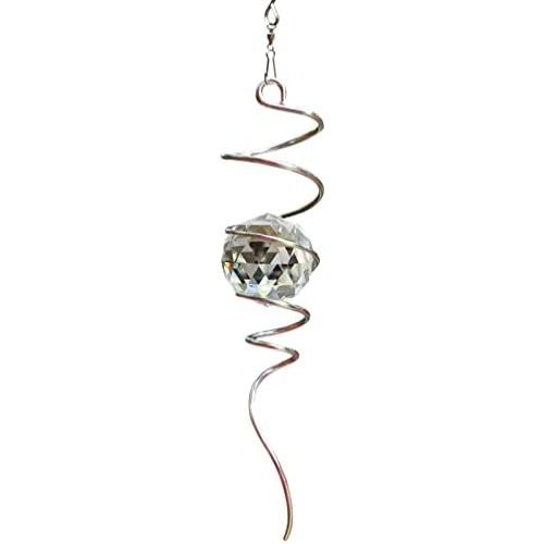 GDNIART Gazing Ball Spiral Crystal Ball Decorative Wind Spinner Stabilizer Unique Gift and Hanging Decor for Indoor Outdoor Garden Decoration 13 Inch Height