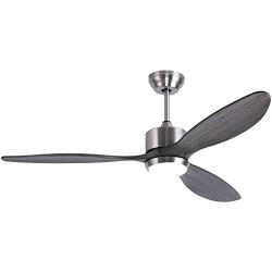 Ovlaim 52 Inch DC Motor Dark Grey Solid Wood Propeller Ceiling Fan Indoor with Light and Remote Control, Dimmable Lighting & 3 Blades Ceiling Fan Modern for Living Room Dining Room Bedroom