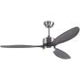 Ovlaim 52 Inch DC Motor Dark Grey Solid Wood Propeller Ceiling Fan Indoor with Light and Remote Control, Dimmable Lighting & 3 Blades Ceiling Fan Modern for Living Room Dining Room Bedroom