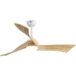 Sofucor Ceiling Fan 52 Inch Wood Ceiling Fan with Lights Remote Control Dimmable Light Reversible DC Motor Modern Ceiling Fan for Kitchen Bedroom Basement Dining Living Room Light Wood