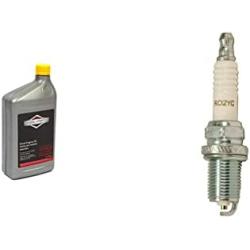 Briggs & Stratton SAE 5W-30 Synthetic Small Engine Motor Oil - 32 Oz. 100074 & Champion Copper Plus 71 Spark Plug (Carton of 1) - RC12YC