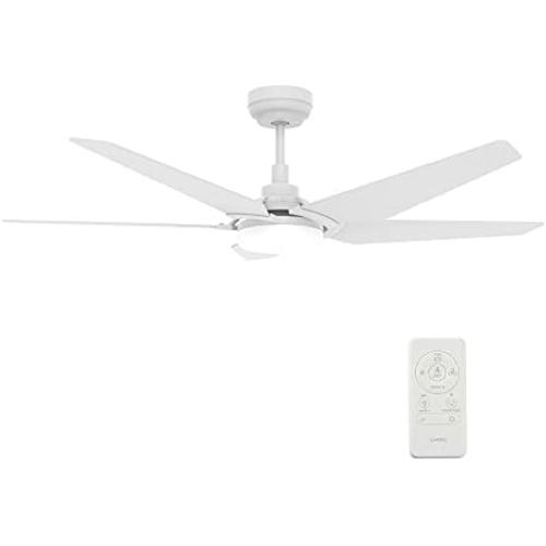 5 Blades Outdoor Smart Ceiling Fan - with Dimmable Light Kit and 10-speed DC Motor, Works with Remote Control/Alexa/Google Home/Siri, Timer, Schedule (White)