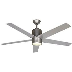 Noble Home Ceiling Fan with Lights and Remote Control | Dimmable LED with DC Motor | Large Modern Fixture with Reversible Blades and Downrod Mount for Hanging, Satin Nickel, 56 Inch