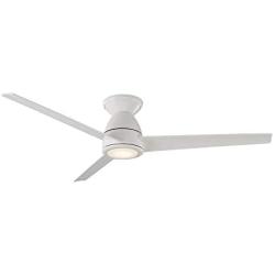 Tip Top Smart Indoor and Outdoor 3-Blade Flush Mount Ceiling Fan 52in Matte White with 3000K LED Light Kit and Remote Control works with Alexa, Google Assistant, Samsung Things, and iOS or Android App