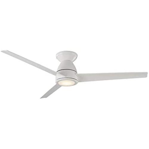 Tip Top Smart Indoor and Outdoor 3-Blade Flush Mount Ceiling Fan 52in Matte White with 3000K LED Light Kit and Remote Control works with Alexa, Google Assistant, Samsung Things, and iOS or Android App