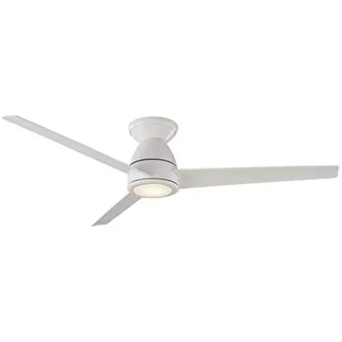 Tip Top Smart Indoor and Outdoor 3-Blade Flush Mount Ceiling Fan 52in Matte White with 3000K LED Light Kit and Remote Control works with Alexa, Google Assistant, Samsung Things, and iOS or Android App