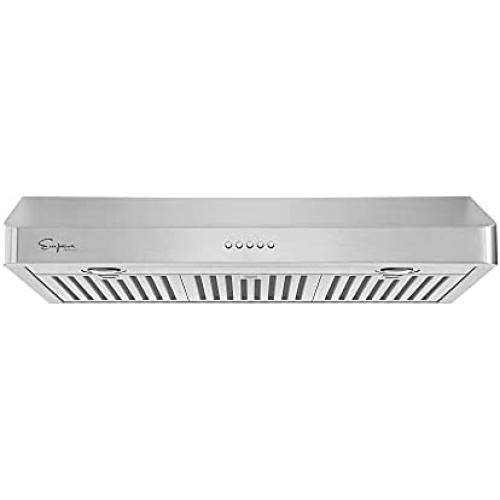 Empava Ducted Under Cabinet Range Hood with Push Button Controls Sealed Aluminum Motor 3 Speeds Fans Baffle Filters and LED Lights in Stainless Steel 500CFM, 30 Inch