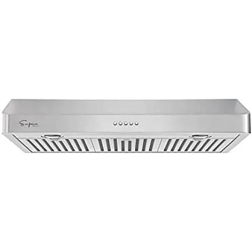 Empava Ducted Under Cabinet Range Hood with Push Button Controls Sealed Aluminum Motor 3 Speeds Fans Baffle Filters and LED Lights in Stainless Steel 500CFM, 30 Inch