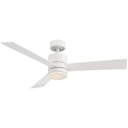 Axis Smart Indoor and Outdoor 3-Blade Ceiling Fan 52in Matte White with 3000K LED Light Kit and Remote Control works with Alexa, Google Assistant, Samsung Things, and iOS or Android App