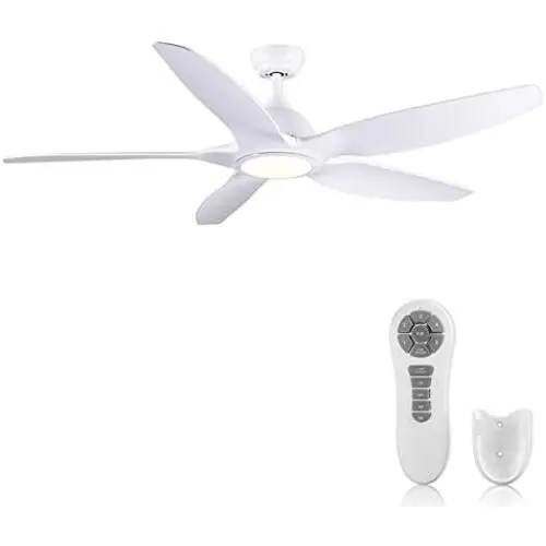 White Ceiling Fan, Newday 60 Ceiling Fans with Lights and Remote, Modern Large Ceiling Fans, Noiseless Reversible DC Motor, Big Indoor Ceiling Fans for Kitchen, Bedroom, Living Room (NEW)
