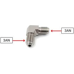3AN to 3AN Fitting - 90 Degree Male Union Elbow Flare Adapter for Brake Clutch Fuel Oil Coolant (Steel) - K-MOTOR