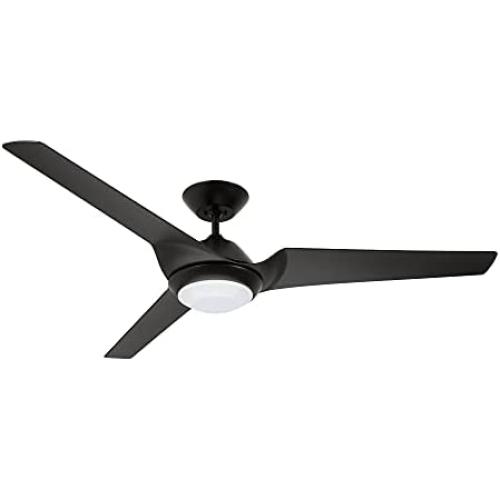 Noble Home 60 Inch Large Ceiling Fan with Light and Wall Control | Dimmable LED Fixture with 6 Speed DC Motor | Modern 3 Blade Propeller Design | Downrod Included for Overhead Hanging, Black