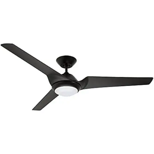 Noble Home 60 Inch Large Ceiling Fan with Light and Wall Control | Dimmable LED Fixture with 6 Speed DC Motor | Modern 3 Blade Propeller Design | Downrod Included for Overhead Hanging, Black