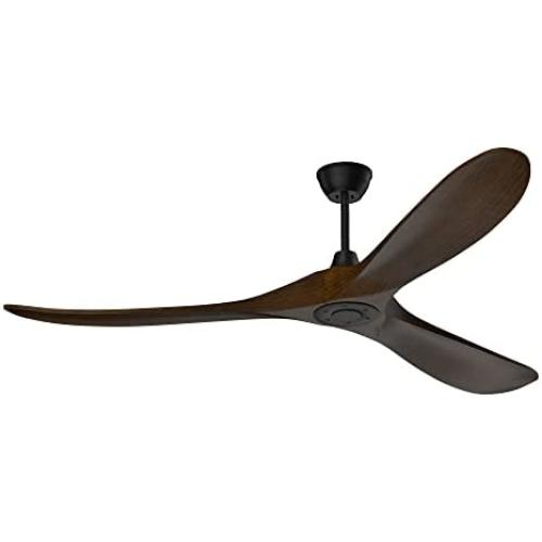 Obabala 60 Outdoor Ceiling Fan with Remote Control, 3 Balsa Wood Blades, Matte Black, Reversible DC Motor Quiet Energysaving, for Bedroom Patios Kitchen Farmhouse, Indoor/Outdoor Ceiling Fan