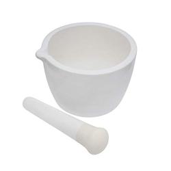 Porcelain Mortar & Pestle Set, 5oz (150ml) - Heavy Duty - Unglazed Grinding Surface - Excellent for Kitchen or Laboratory - Grinds Powdered Chemicals, Herbs, Spices, Pills - White - Eisco Labs