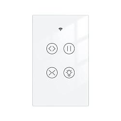 MOES 2.4GHz WiFi RF Smart Curtain Light Touch Switch Glass Panel Backlight ON/Off Wireless Remote Control with Tuya Smart Life App, Voice Control with Google Home Alexa, White