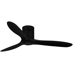 (New Model) Neatfi 52 Inches Reversible Low Height Ceiling Fan, 6 Speed Setting Remote Control, DC Motor, 3 Solid Wood Blades, Flush Mount (Black)