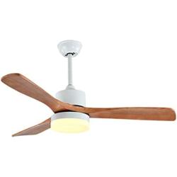 LED Fan Ceiling Light Fixture,Ceiling Fan with Light and Remote Control, with 3 Solid Wood Blades, Adjustable Color Temperature and Wind Speed,for Bedroom,Living Room,Dining Room,White