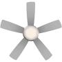 WAC Smart Fans Odyssey Indoor and Outdoor 5-Blade Flush Mount Ceiling Fan 44in Brushed Nickel with 3000K LED Light Kit and Remote Control works with Alexa and iOS or Android App