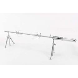 Lilys Home LB Spinner Adjustable Portable Battery Operated Outdoor BBQ Rotisserie Spit with Motor, Silver. Pro