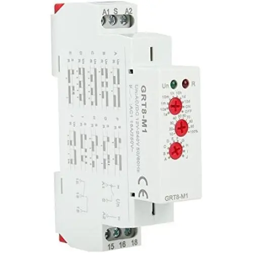 Time Relay GRT8-M1 Multifunctional Delay Time Relay with 10 Functions DIN Rail Mount AC/DC 12V~240V