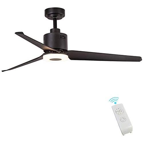 Indoor Ceiling Fan Light Fixtures - FINXIN Black Remote LED 52 Ceiling Fans For Bedroom,Living Room,Dining Room Including Motor,3-Blades,Remote Switch (Black)