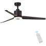 Indoor Ceiling Fan Light Fixtures - FINXIN Black Remote LED 52 Ceiling Fans For Bedroom,Living Room,Dining Room Including Motor,3-Blades,Remote Switch (Black)