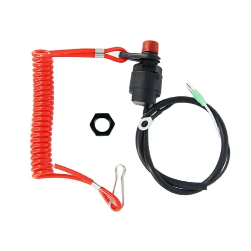 Boat Outboard Switch Engine Motor Lanyard Kill Urgent Stop Button, Safety Connector Cord Compatible for Yamaha Suzuki Honda Tohatsu Hidea