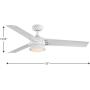 Edwige Collection 3-Blade White 52-Inch DC Motor LED Contemporary Ceiling Fan