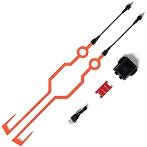SUOTENG Helmet DIY Light Sticker, Waterproof Motorcycle Bike Helmet LED Cold Light Strip EL Sticker Flashing Warning Lights Night Riding Helmet Kit (Color : Orange)