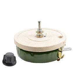 Heyiarbeit 5 Ohm 200W Ceramic Wirewound Potentiometer Linear Variable Rheostat Resistor with Knob for Light Dimmers Motor Speed Control 1pcs