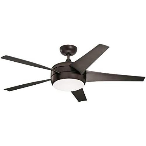 Luminance Midway Eco LED Ceiling Fan with Light and Remote | Dimmable 54 Inch Fixture with DC Motor | Contemporary 5 Blade Design with Downrod Mount for Hanging, Oil Rubbed Bronze