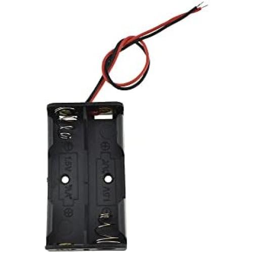 Hahiyo 3V AA Battery Holder Bundle Series with Wire Sturdy Clapm Flexible Springs Contact Build-in Harnesses Batteries Black Case Easy Install 8 Pieces for Wall Clocks Ham Radio Kids Toys