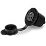 Flanged Outlet, NEMA 5-15 15 Amp Grounding Straight Blade Flanged Outlet Receptacle with Covers, cUL Listed, 120-125 Volt, 2 Pole-3 Wire, Commercial/Industrial Grade, Black