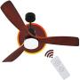 Ceiling Fan With Light, Exbrite, 52 inch Downrod Mount Ceiling Fan, 3 Carved Wood Fan Blade Classical Style Fan with Remote Control Noiseless Motor Remote Control Ceiling Fan With Light (Walnut AC)