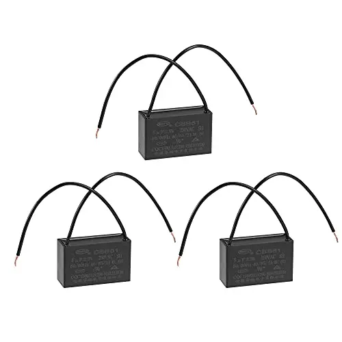 uxcell Ceiling Fan Capacitor CBB61 5uF 250V AC 2 Wires Metallized Polypropylene Film Capacitor 47x29x18mm for Electric Fan Pump Motor Generator 3Pcs