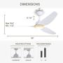Ovlaim 56 Inch Smart Wifi Alexa Ceiling Fan with Light Remote Control, 6 Speed Quiet DC Motor Ceiling Fan Indoor Outdoor for Living Room Bedroom Veranda, White Gold