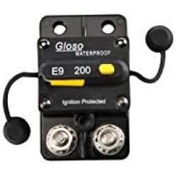 GLOSO E9C 200A Waterproof Auto Rese Breaker For Car Truck RV Automotive Marine Boat Trolling motor & Custom Wiring Audio battery protection Side by Side Stud IP67 Hi-Amp Circuit Breaker (200A)