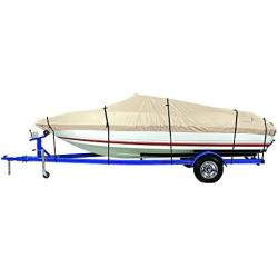 iCOVER Trailerable Boat Cover- 12-14 Waterproof Heavy Duty Marine Grade Polyester, Fits V-Hull,Fish&Ski,Pro-Style,Fishing Boat,Runabout,Bass Boat, up to 12ft-14ft Long and 68