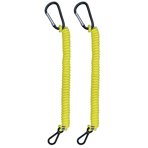 8M0092850 Boat Kill Switch Lanyard Replacement for Mercruiser Marine Boat Emergency Stop Switch Safety Lanyard Cord 49 Inch/125 Long -Replace 15920T54 15920A54 (Aluminum Alloy Clip Yellow 2Pcs)