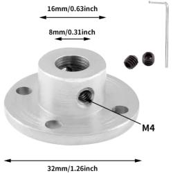 Eilumduo 4Pcs 8mm Rigid Flange Shaft Coupling Motor Guide Shaft Coupler Motor Connector Axis Bearing Fittings for DIY RC Model Shaft Connection