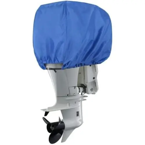Explore Land Outboard Motor Cover - Waterproof 600D Heavy Duty Boat Engine Hood Covers - Fit for Motor up to 25 HP, Blue